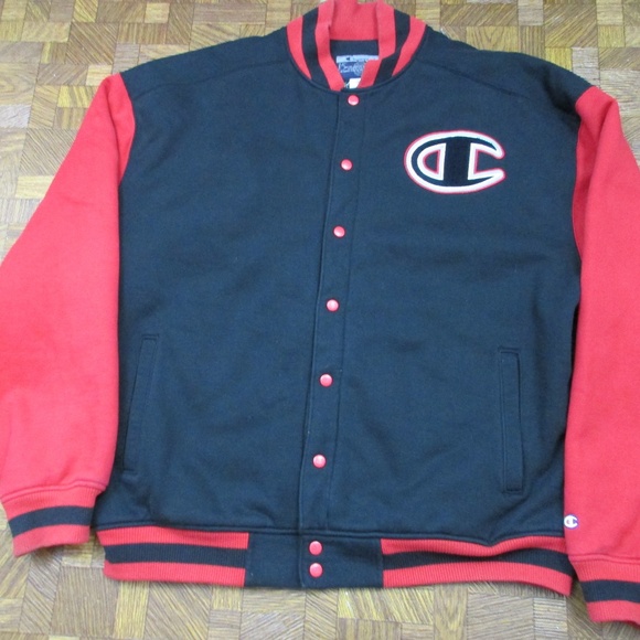 black and red champion jacket